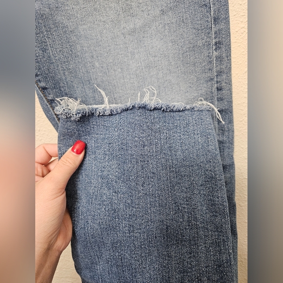 Levi's 27 wedgie straight leg high waist button fly raw hem distressed jeans - Picture 5 of 14